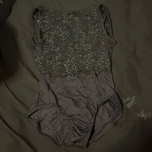 Black Ballet Leotard with Roses